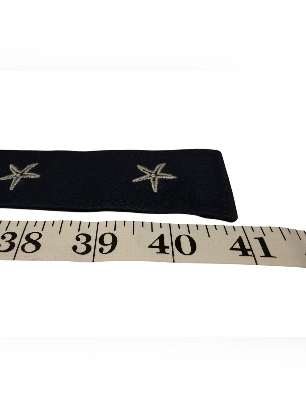 J. Crew Starfish Coastal Preppy Navy Canvas Belt with Silver Double Ring Buckle - Picture 9 of 10